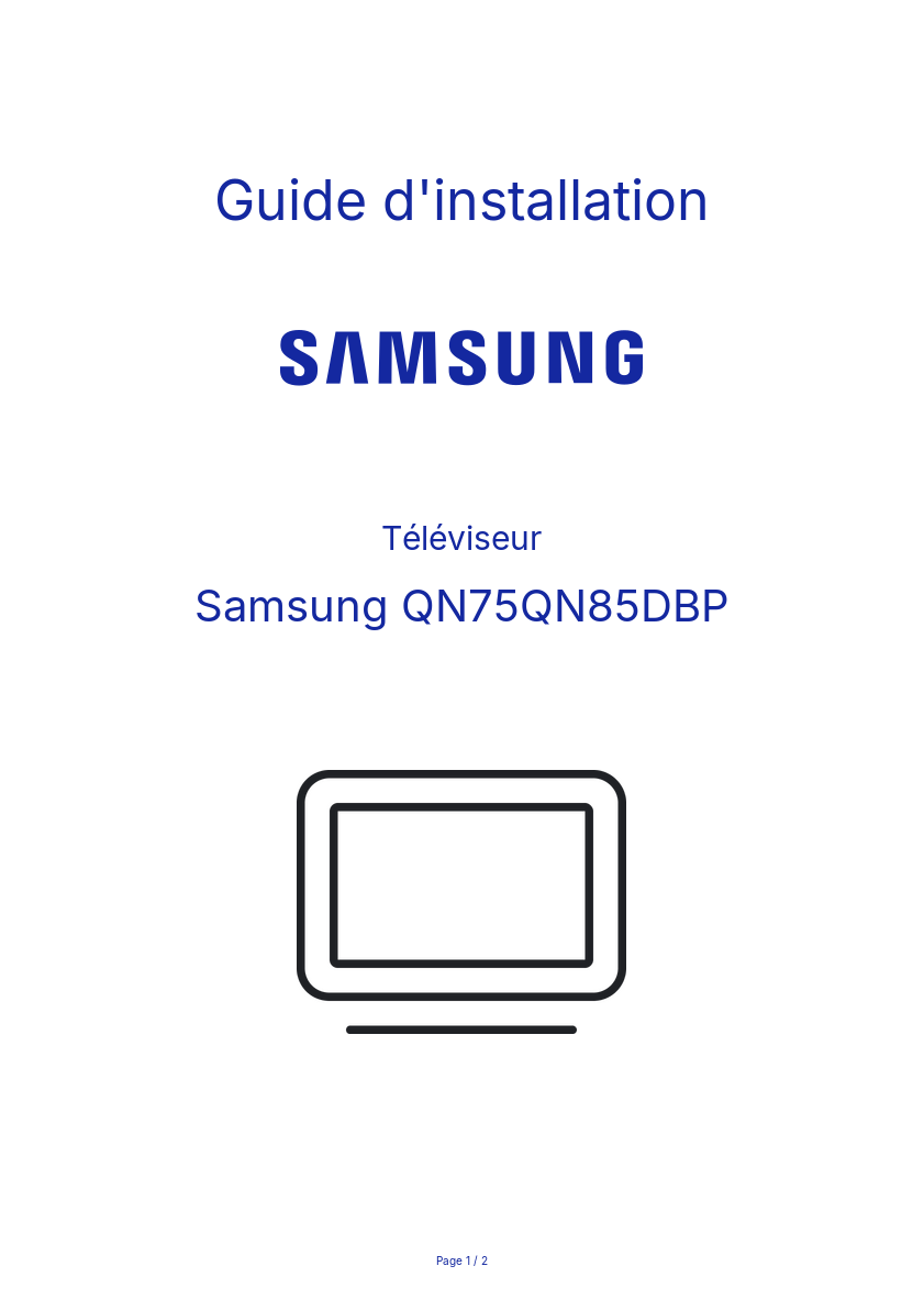 Page n°1 - Guide d'installation Samsung QN75QN85DBP