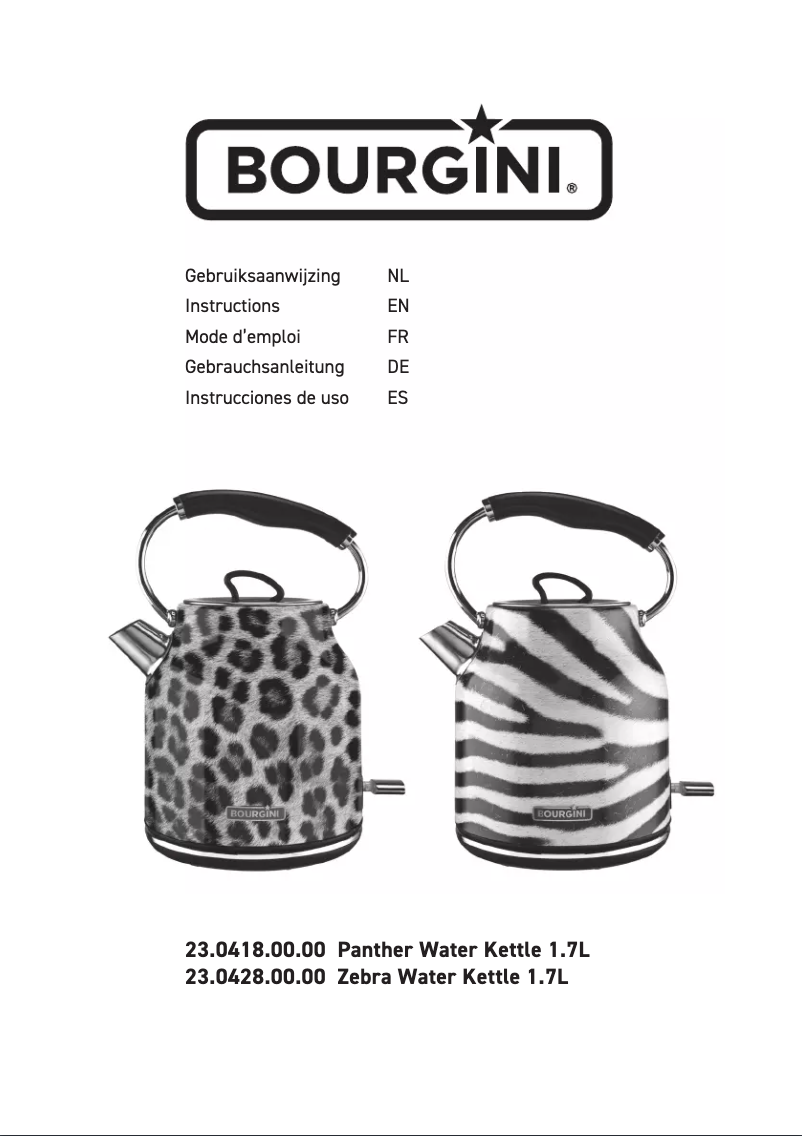 Page 1 de la notice Manuel utilisateur Bourgini Panther Water Kettle 23.0418.00.00