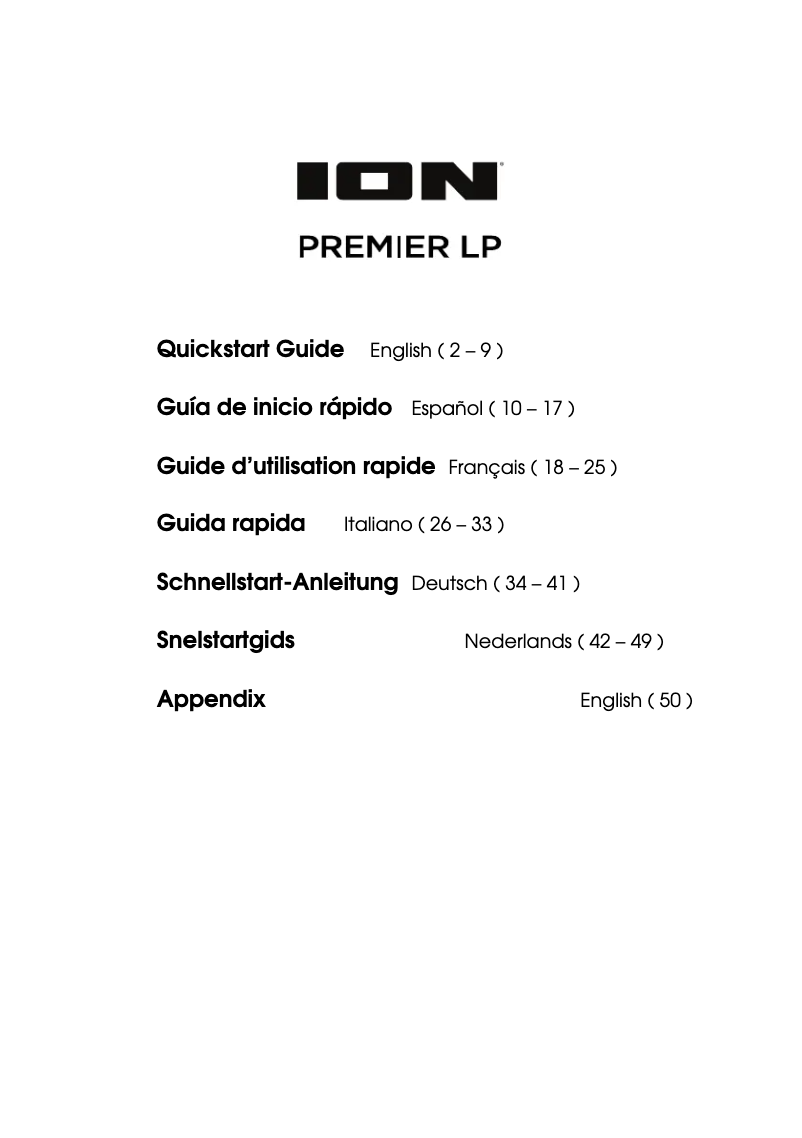 Page 1 de la notice Guide de démarrage rapide ION Premier LP