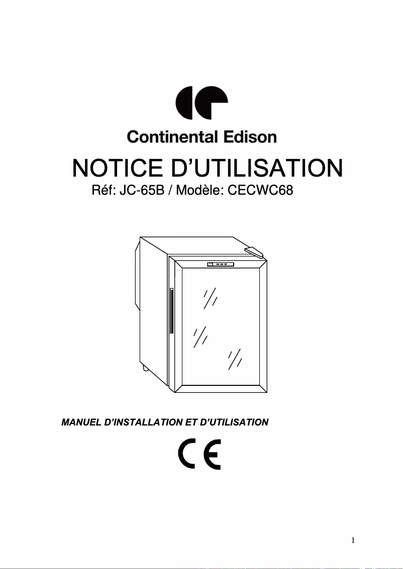 Page 1 de la notice Manuel utilisateur Continental Edison CECWC68