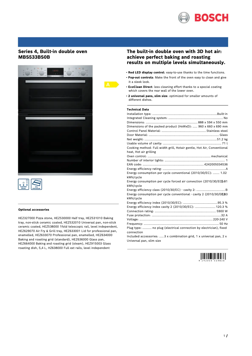 Image de la première page du manuel de l'appareil MBS533BS0B