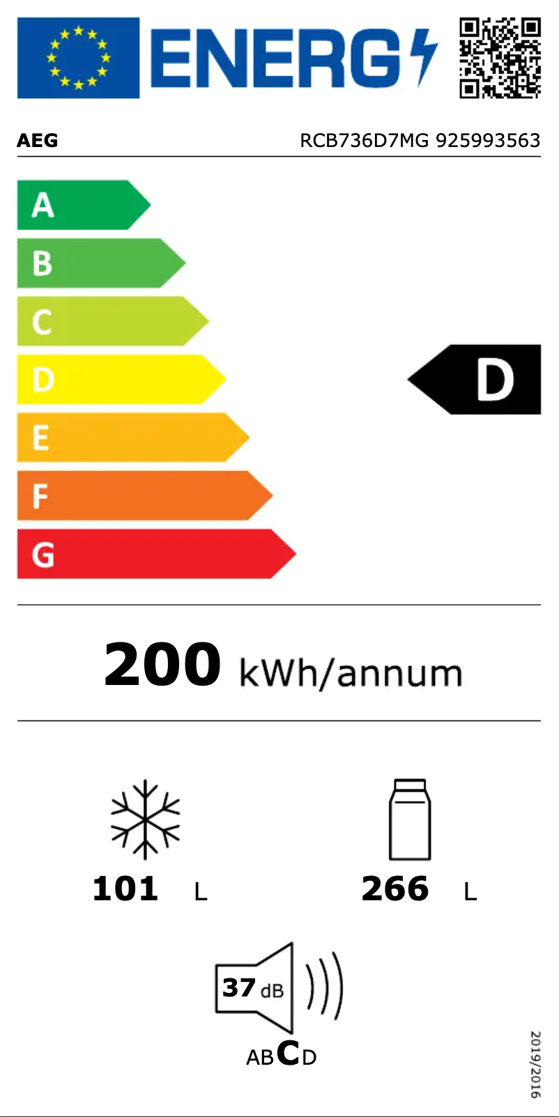 Page n°1 - Label énergétique AEG RCB736D7MG