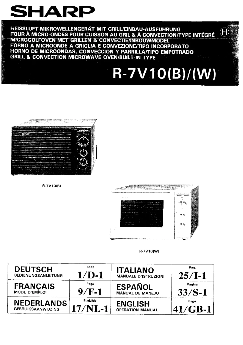 Page 1 de la notice Manuel utilisateur Sharp R-7V10