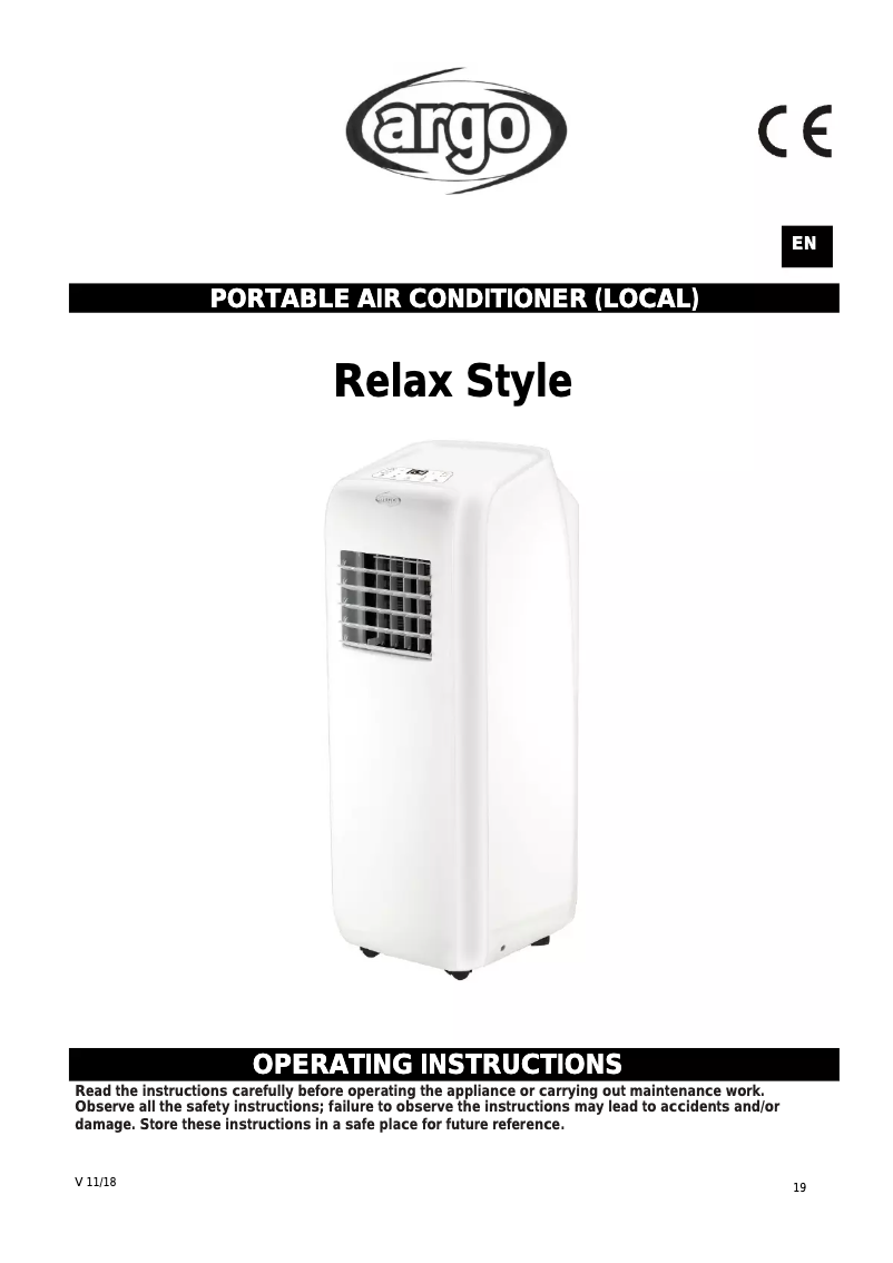 Page 1 de la notice Manuel utilisateur ARGO Relax Style