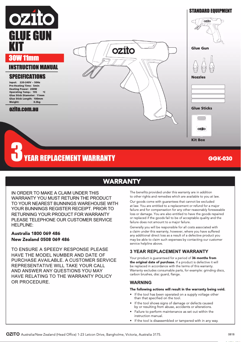 Image de la première page du manuel de l'appareil GGK-030