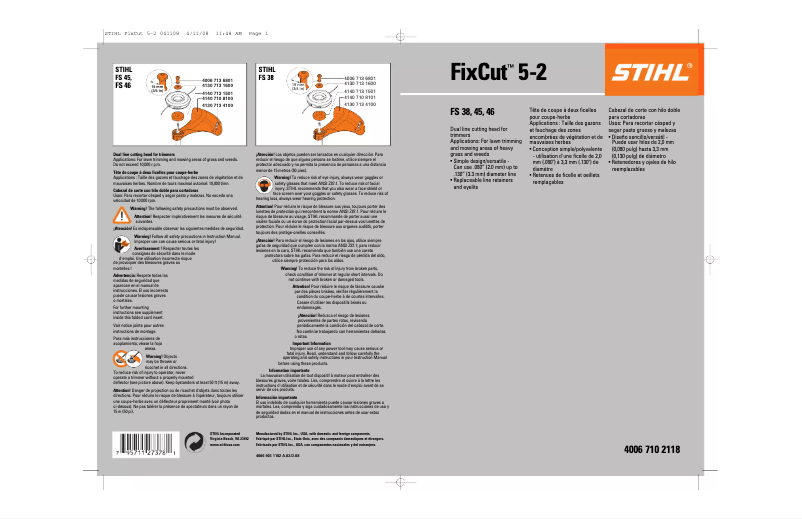 Page 1 de la notice Manuel utilisateur Stihl FixCut 5-2