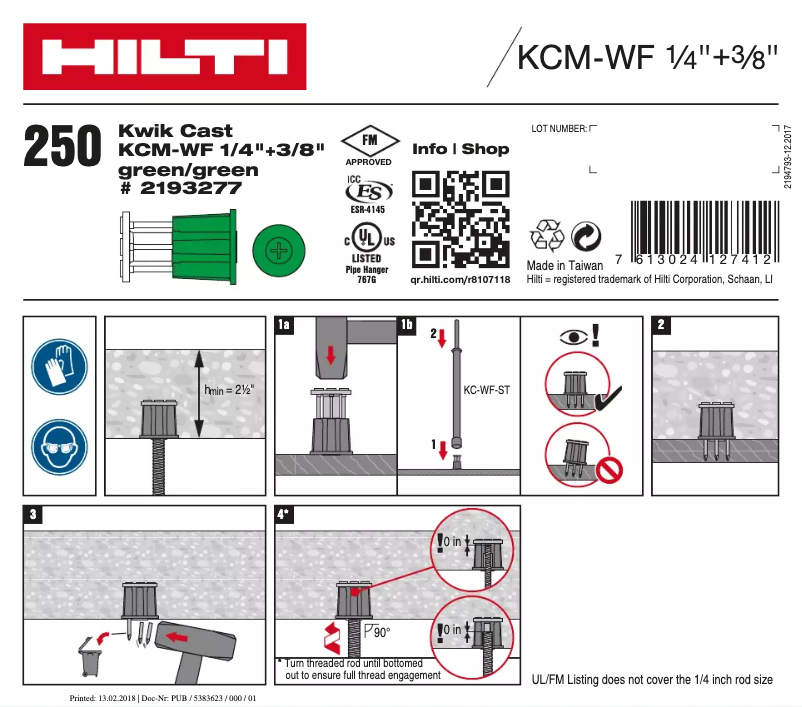 Page n°1 - Instructions / montage Hilti KCM-WF