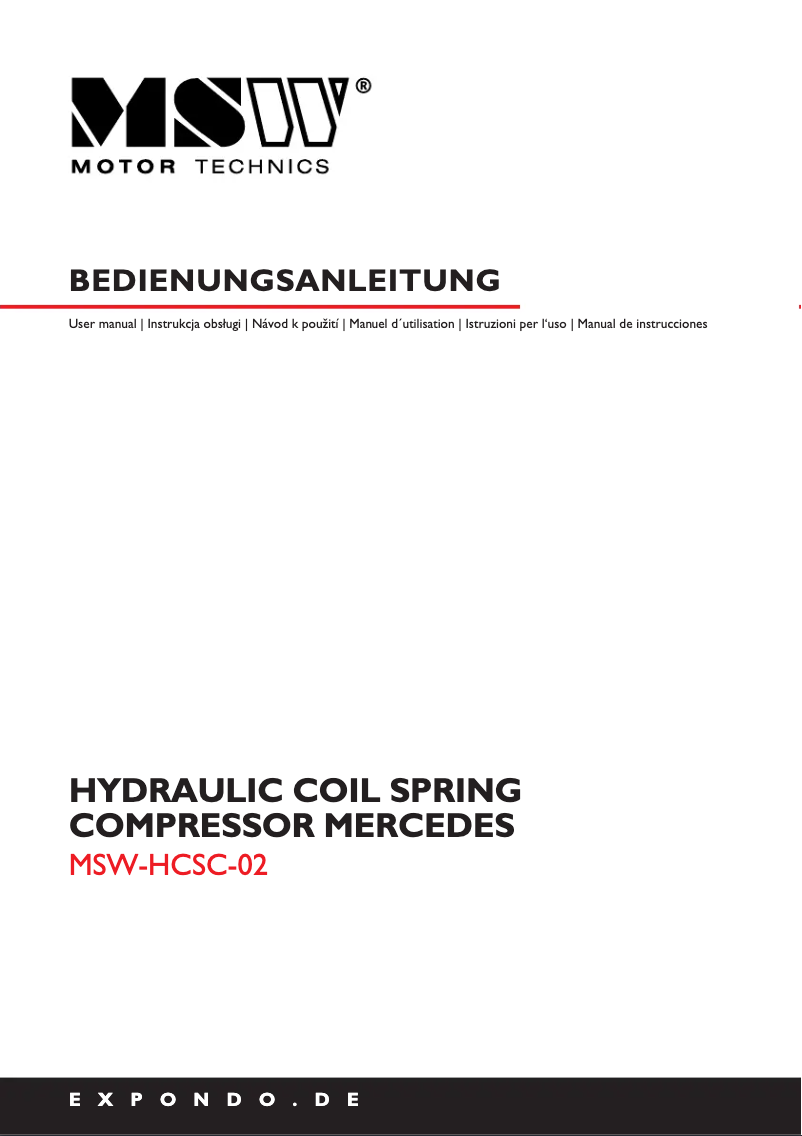 Image de la première page du manuel de l'appareil MSW-HCSC-02