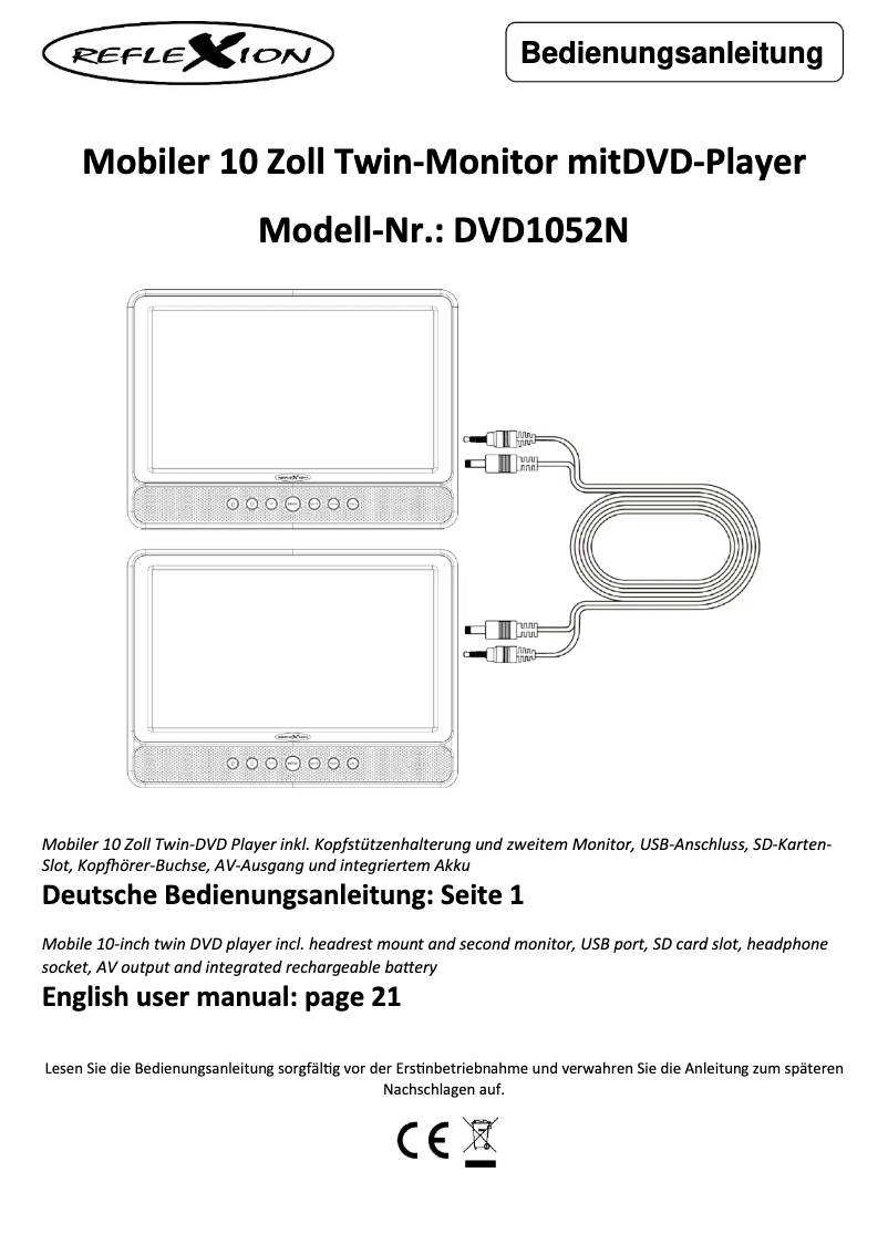 Página 1 del manual Manual de usuario Reflexion DVD1052N