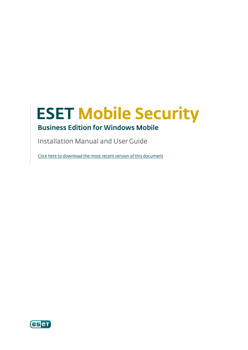 Página 1 del manual Manual de usuario ESET Mobile Security Business Edition