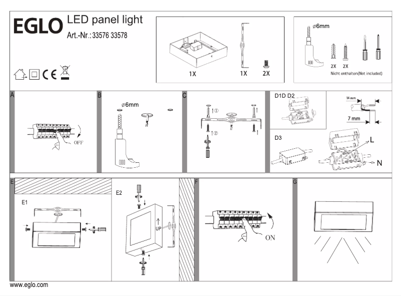 Page 1 de la notice Manuel utilisateur Eglo Argolis-C
