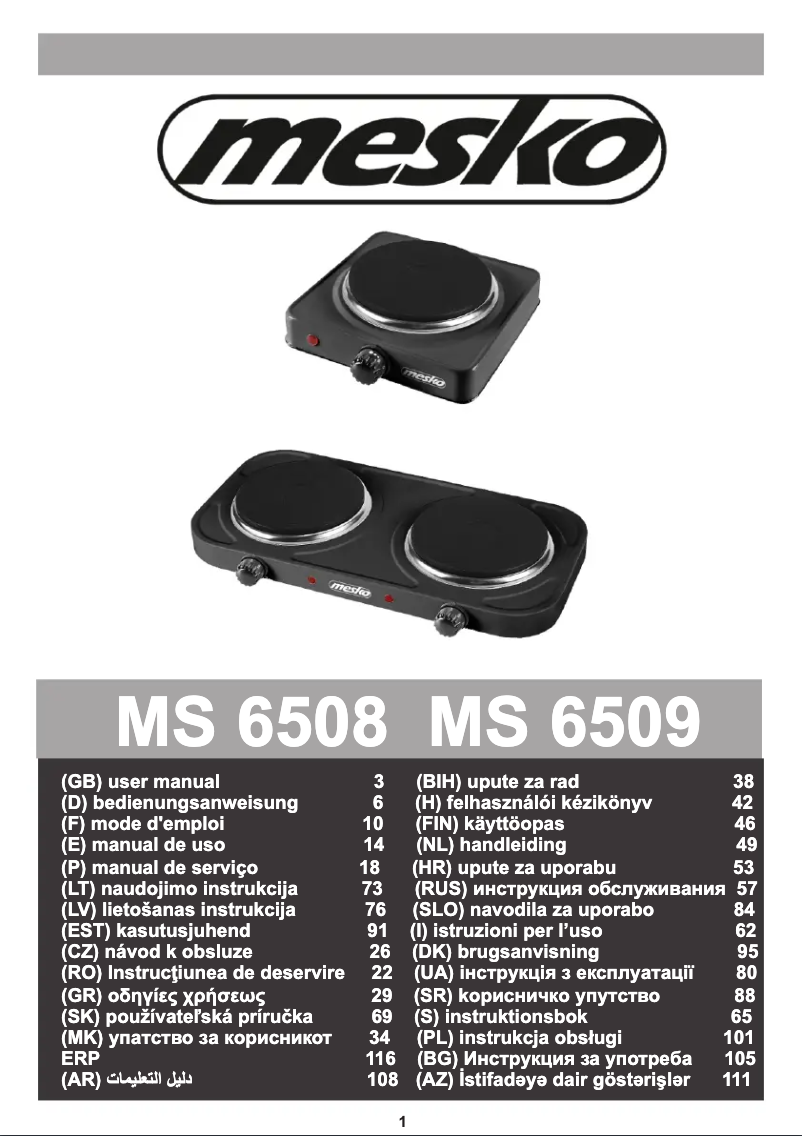 Page n°1 - Manuel utilisateur Mesko MS 6509
