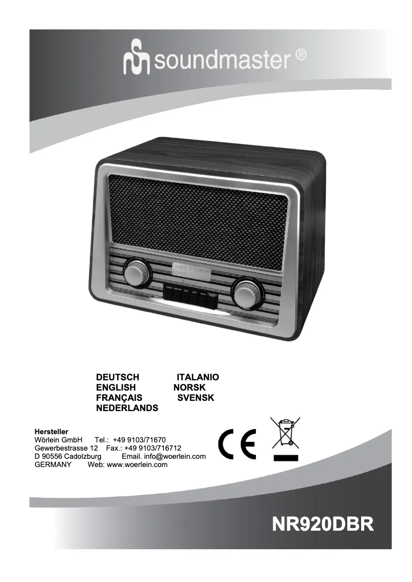 Page 1 de la notice Manuel utilisateur Soundmaster NR920DBR