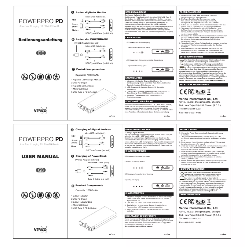 Image de la première page du manuel de l'appareil Power Pro PD 10000