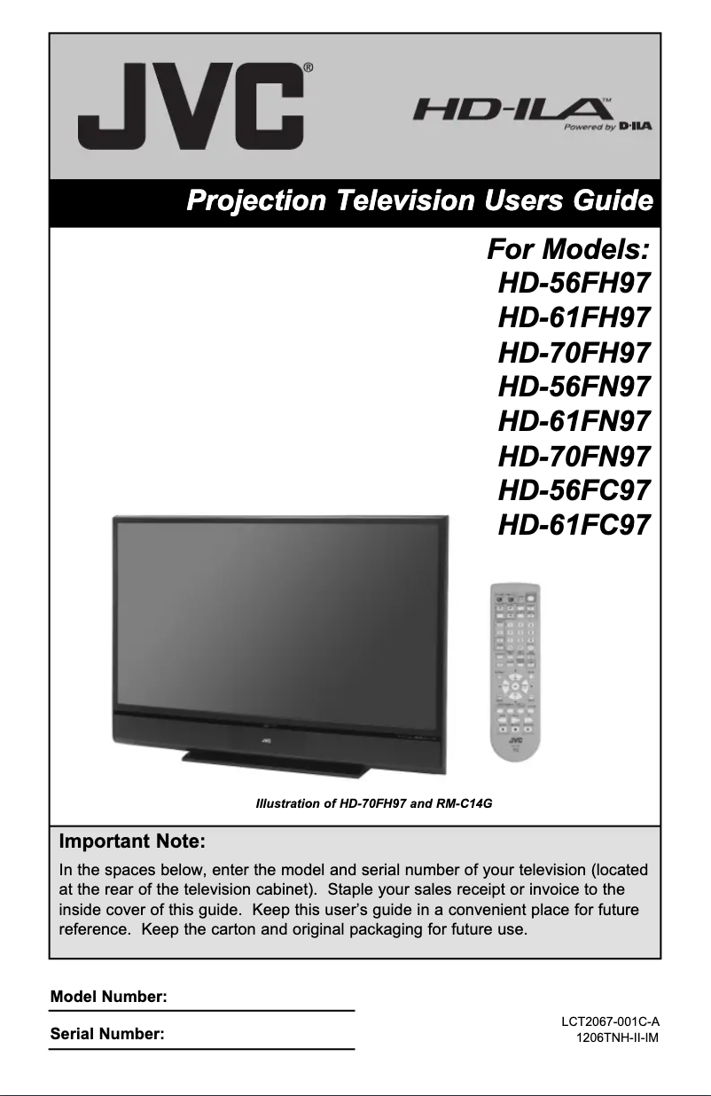 Page 1 de la notice Manuel utilisateur JVC HD-61FN97