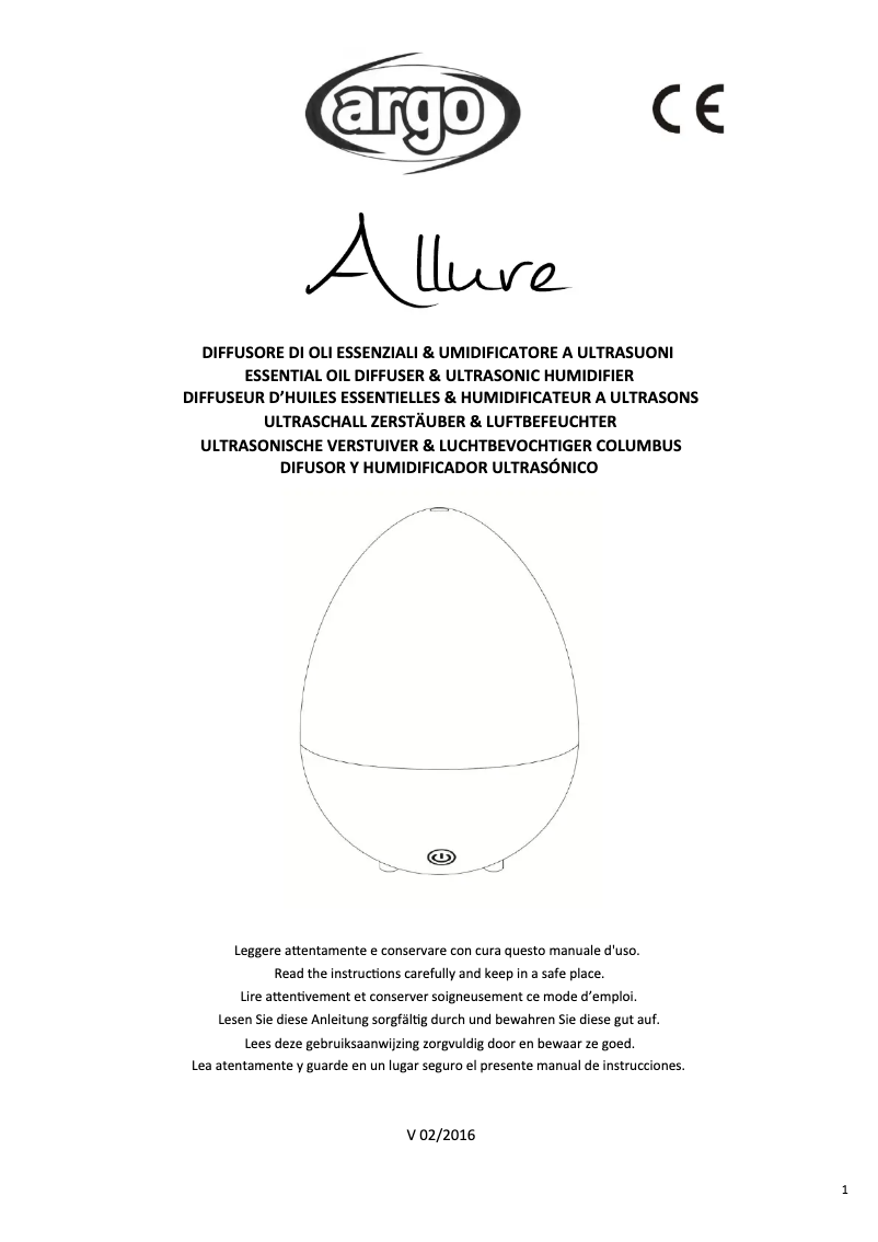 Page 1 de la notice Manuel utilisateur Argoclima Allure