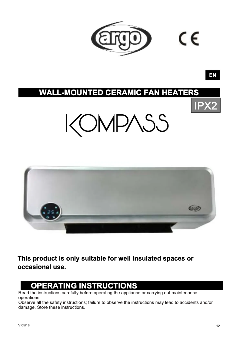 Page 1 de la notice Manuel utilisateur Argoclima KOMPASS IPX2