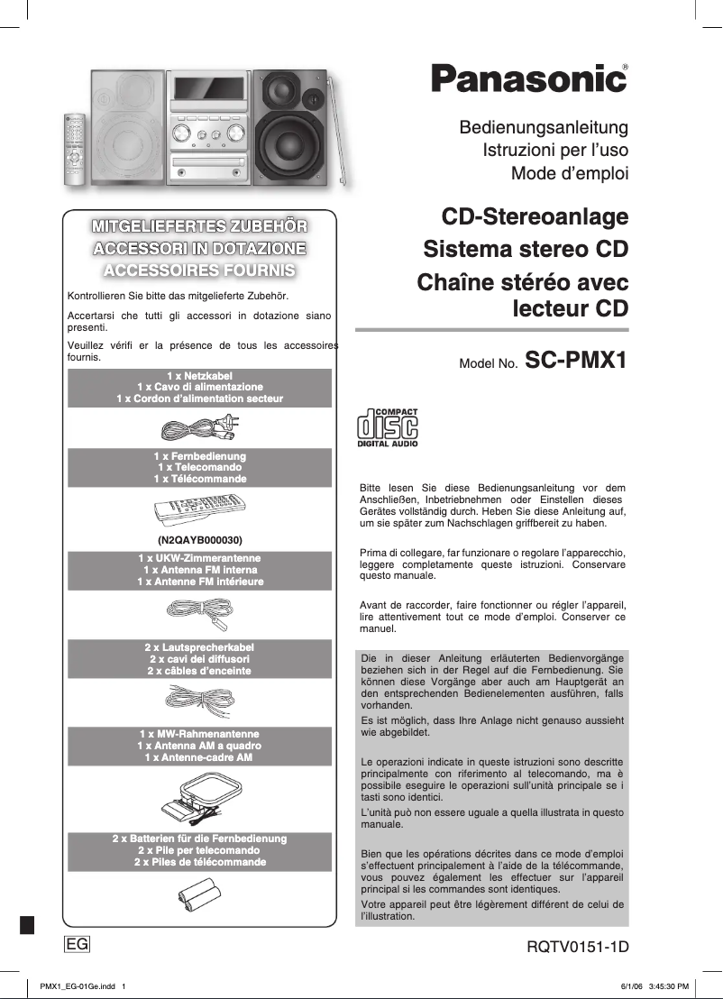 Image de la première page du manuel de l'appareil SC-PMX1