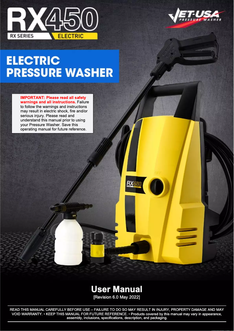 Image de la première page du manuel de l'appareil RX450