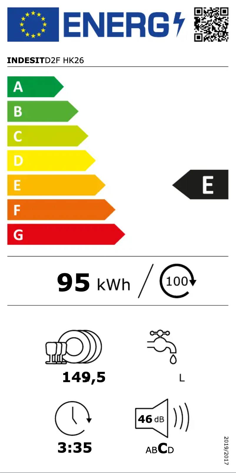 Page n°1 - Label énergétique Indesit D2F HK26