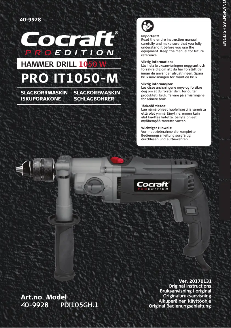 Page n°1 - Manuel utilisateur Cocraft PRO IT1050-M