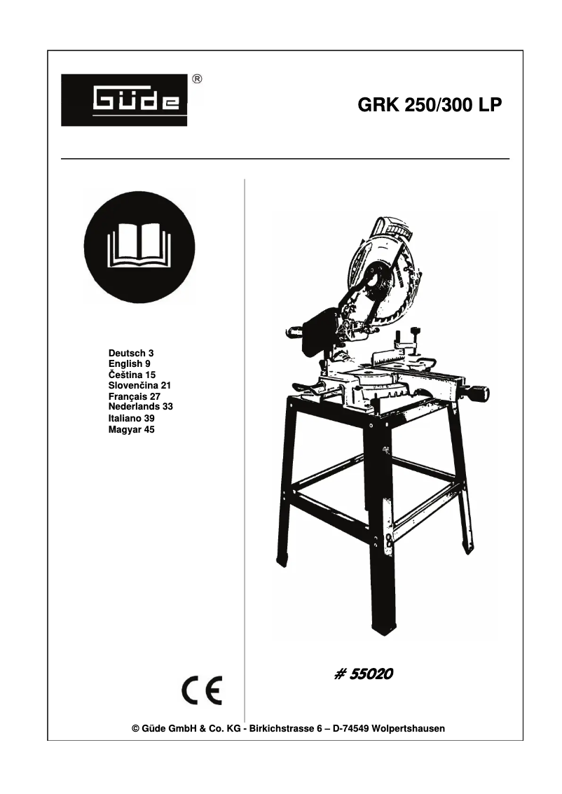 Page n°1 - Manuel utilisateur Güde GRK 250/300 LP