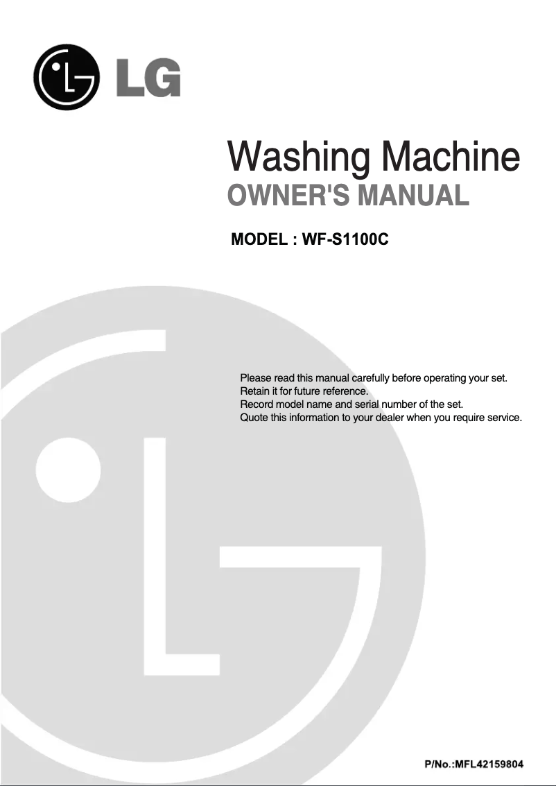 Page 1 de la notice Manuel utilisateur LG WF-S1100C