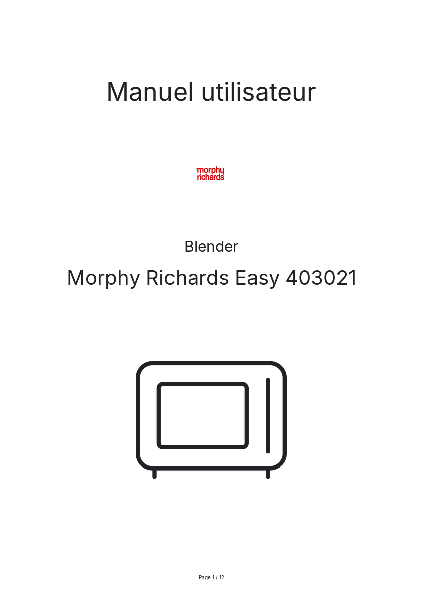 Image de la première page du manuel de l'appareil Easy 403021