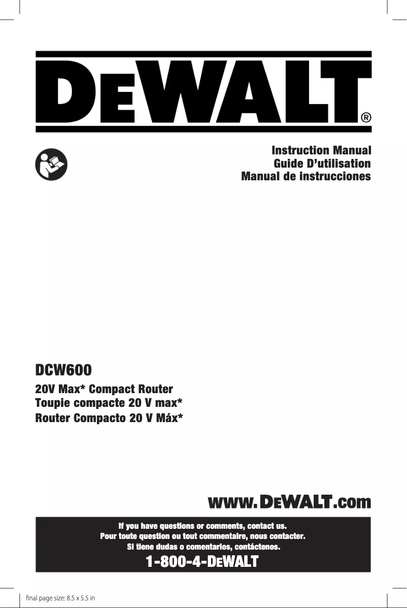 Image de la première page du manuel de l'appareil DCW600
