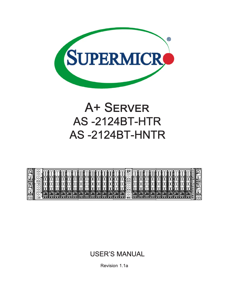 Page 1 de la notice Manuel utilisateur Supermicro AS -2124BT-HNTR