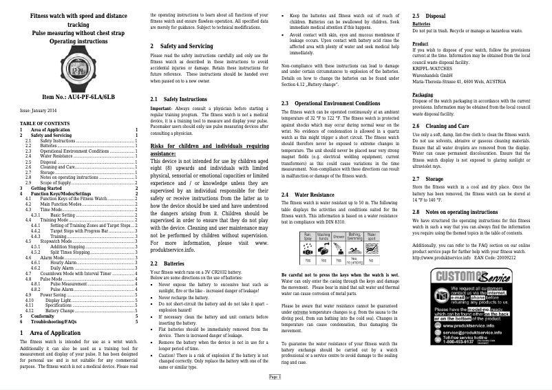 Page 1 de la notice Manuel utilisateur Crane AU4-PF-6LA
