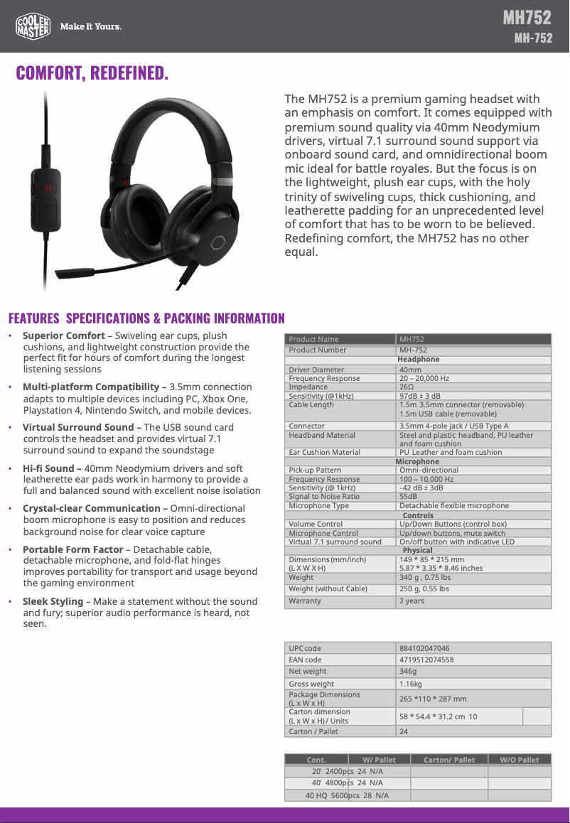 Page n°1 - Manuel utilisateur Cooler Master MH752