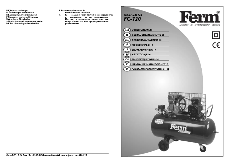 Page n°1 - Manuel utilisateur Ferm CRM1002 FC-720