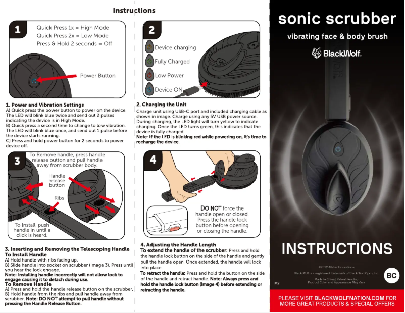 Page n°1 - Manuel utilisateur Black Wolf Sonic Scrubber