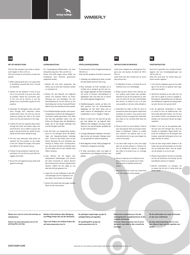 Página 1 del manual Manual de usuario Easy Camp Wimberly