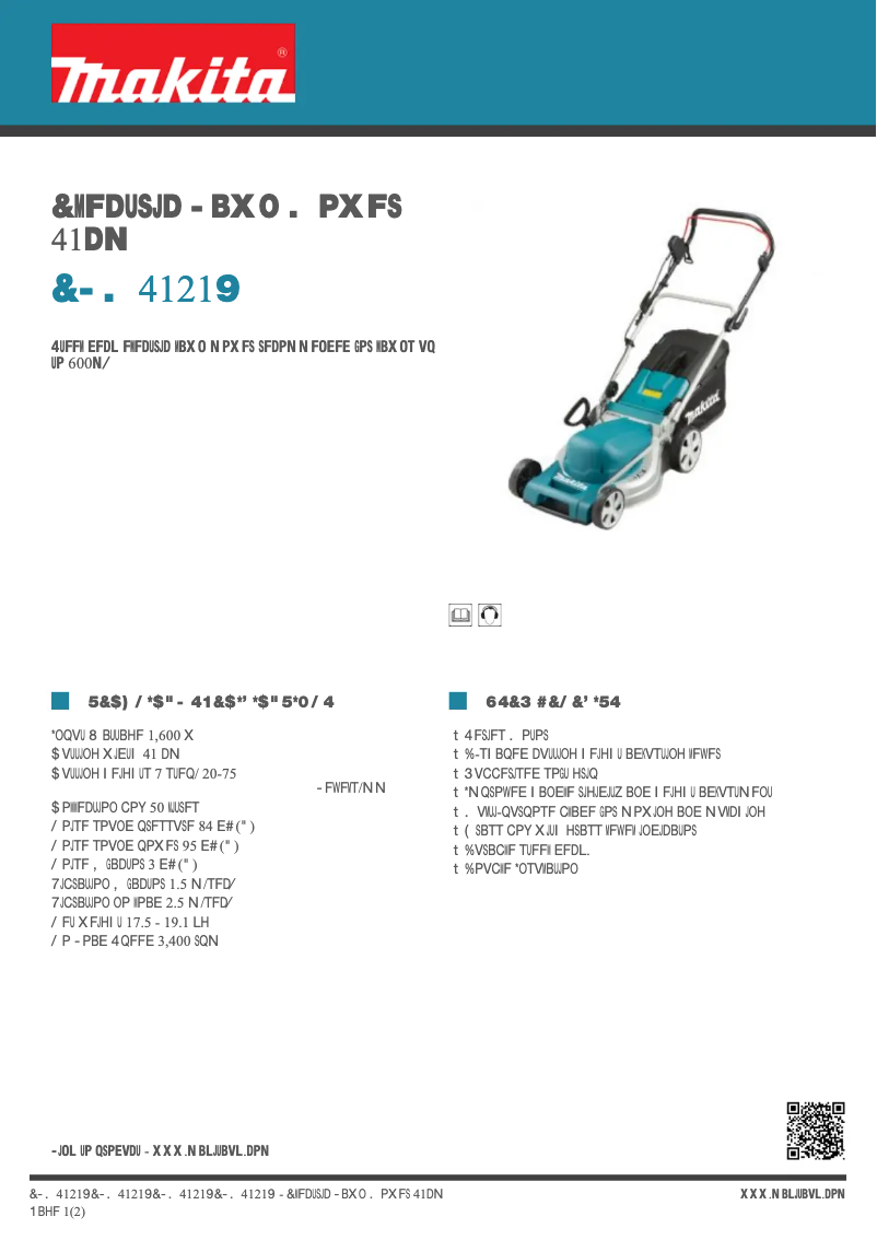 Page n°1 - Fiche technique Makita ELM4121X