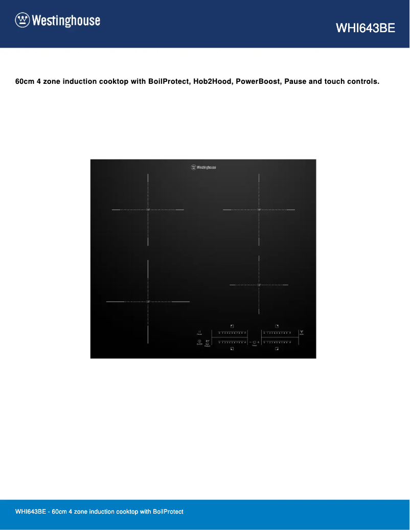 Page n°1 - Fiche technique Westinghouse WHI643BE
