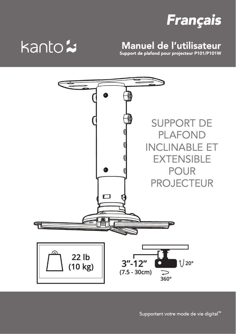 Page 1 de la notice Manuel utilisateur Kanto P101