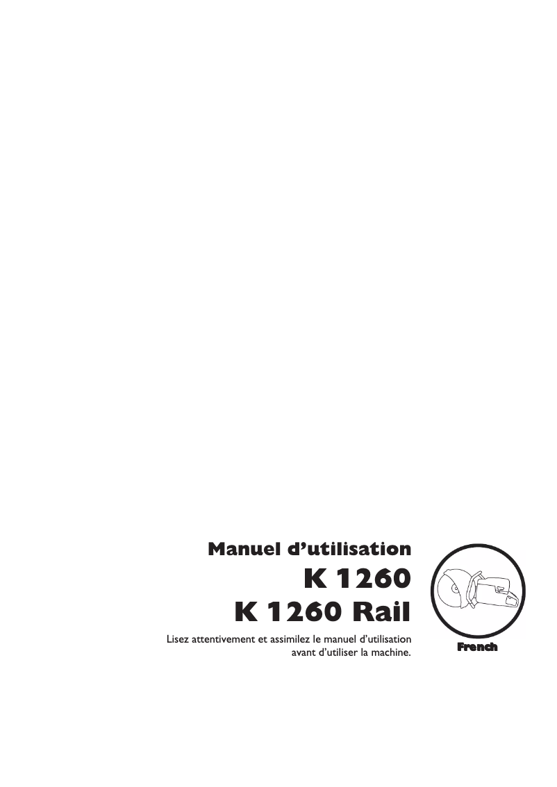Page 1 de la notice Manuel utilisateur Husqvarna K 1260 Rail