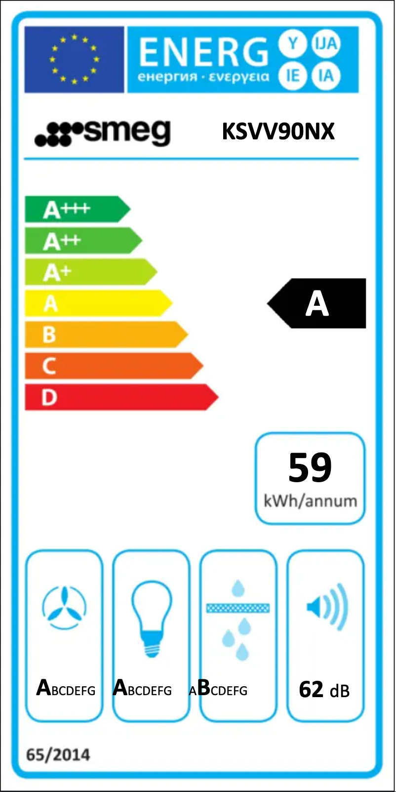Page n°1 - Label énergétique Smeg KSVV90NX