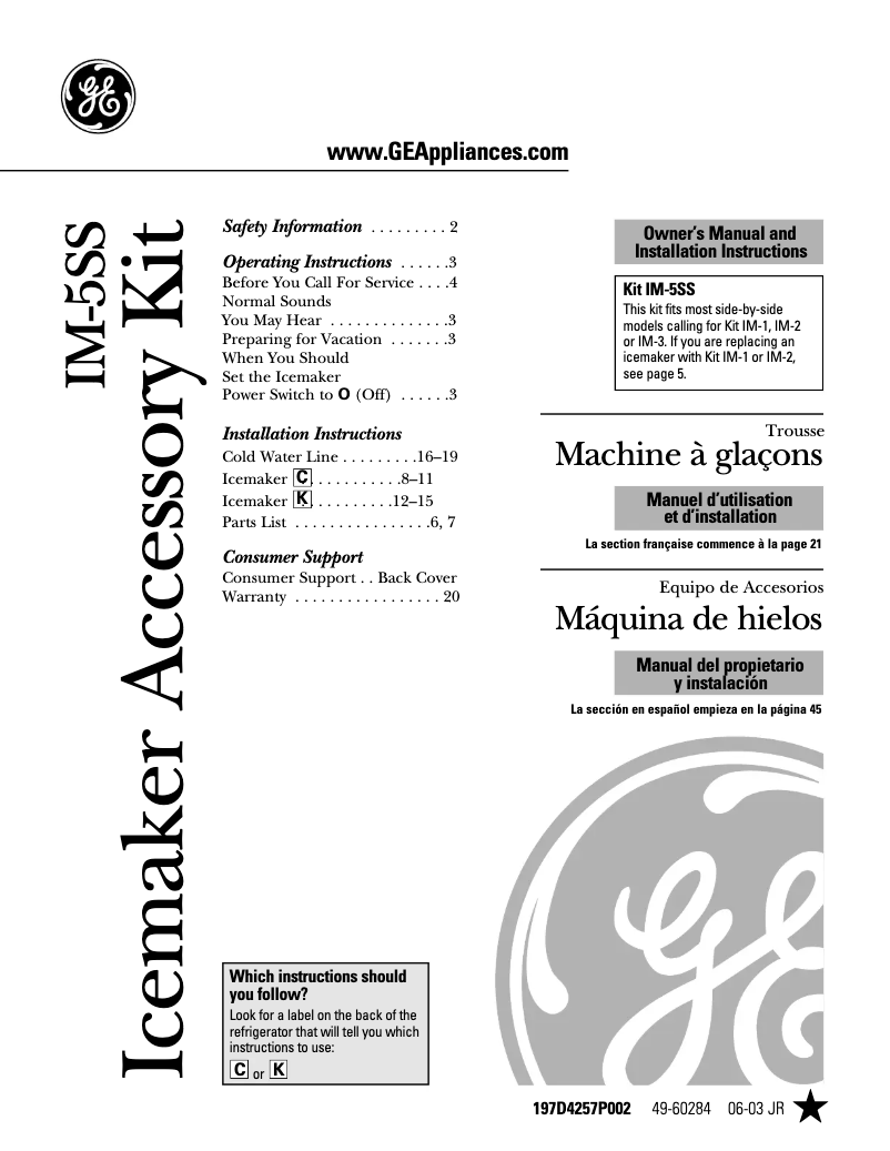 Page n°1 - Manuel utilisateur GE IM5SS