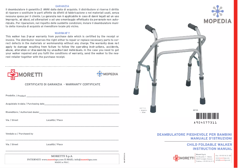 Page n°1 - Manuel utilisateur Mopedia RP731