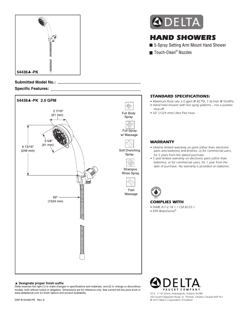 Page n°1 - Manuel utilisateur Delta 54436-PK
