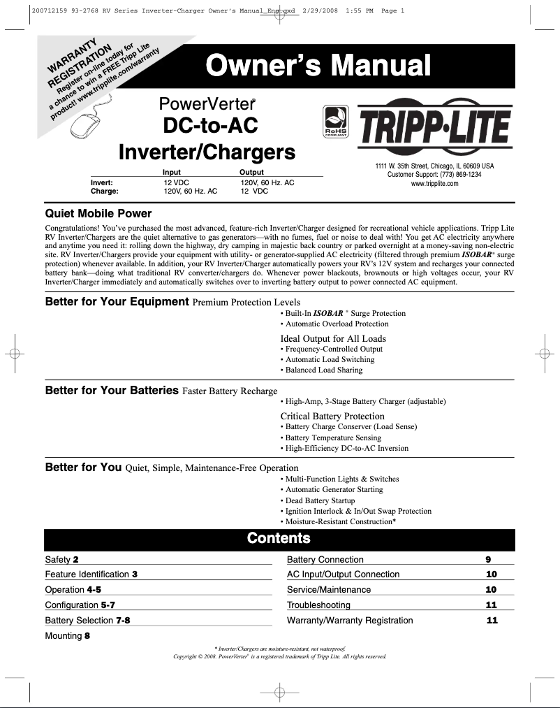 Page n°1 - Manuel utilisateur Tripp Lite PowerVerter RV750ULHW