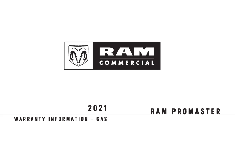 Page 1 de la notice Informations de garantie RAM ProMaster (2021)