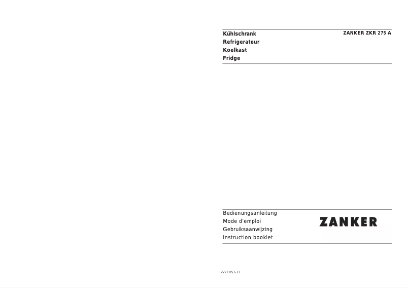 Image de la première page du manuel de l'appareil ZKR 275 a