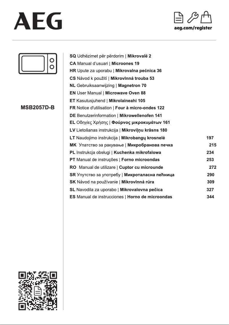 Page n°1 - Manuel utilisateur AEG MSB2057D-B