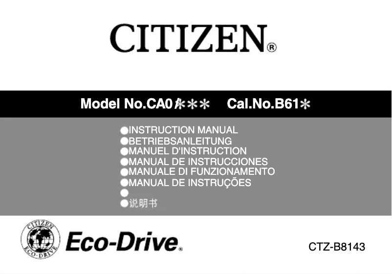 Page n°1 - Manuel utilisateur Citizen Eco-Drive CA0295-58E