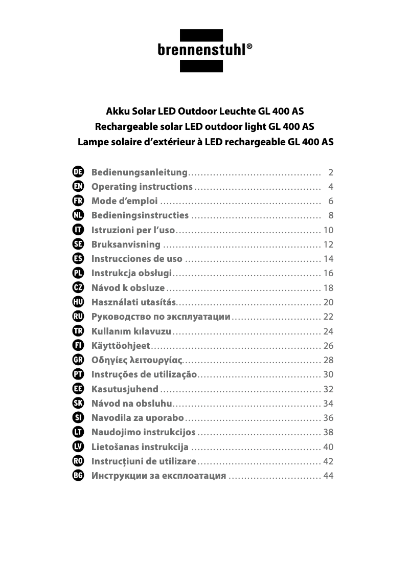 Page 1 de la notice Manuel utilisateur Brennenstuhl GL 400 AS