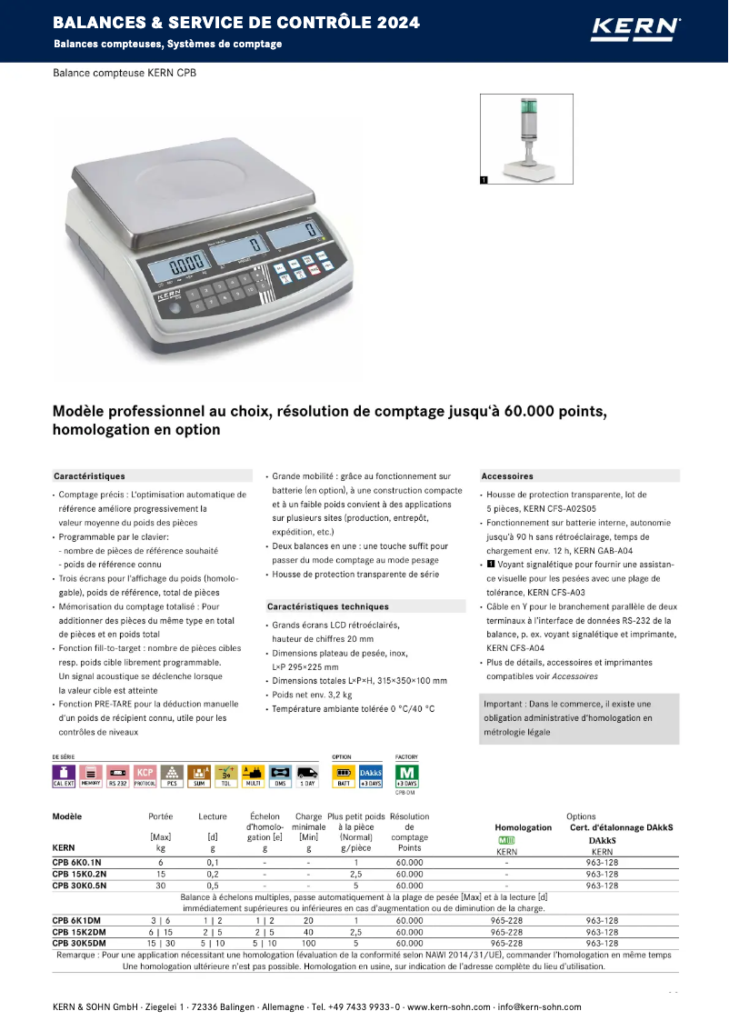 Page 1 de la notice Brochure Kern CPB 30K5DM